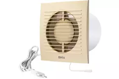 Bathroom extractor fan Ø 100 mm gold with pull cord and power plug - EE100WPG