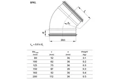 Short round spiral bend 45° Ø 100mm for spiral duct