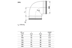 Short round spiral bend 90° Ø 160mm for spiral duct