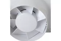 Bathroom extractor fan Ø 100 mm with pull cord and power plug - front panel in satin silver glass