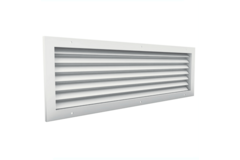 Non see-through 500 x 100 transfer grille, aluminium, with counter-frame and threaded holes - mixed colour RAL 9003