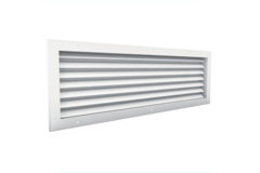Non see-through 600 x 100 transfer grille, aluminium, with counter-frame and threaded holes - mixed colour RAL 9016