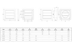 Gravity grille overpressure ventilation grille 150x150 diameter: 100 grey - ND10ZP