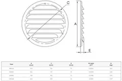 Metal ventilation grille round 125mm white - MR125 - RAL9016