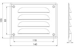 Metal ventilation grille rectangular 140x105 mm brown - MR14105B