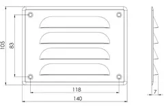 Metal ventilation grille rectangular 140x105 mm white - MR14105
