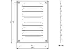 Metal ventilation grille rectangular 140x190 mm copper - MR1419Cu