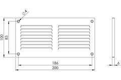 Metal ventilation grille rectangular 200x100 zinc - MR2010ZN
