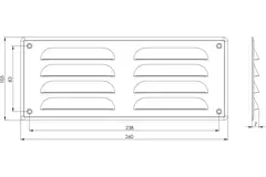 Metal ventilation grille rectangular 260x105 mm sinc - MR26105Zn