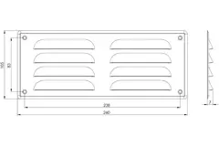 Metal ventilation grille rectangular 260x105 mm sinc - MR26105Zn