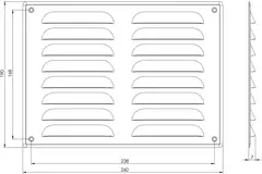 Metal ventilation grille rectangular 260x190 mm sinc - MR2619Zn