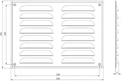 Metal ventilation grille rectangular 260x190 mm sinc - MR2619Zn