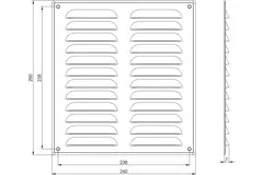 Metal ventilation grille rectangular 260x280 mm aluminium - MR2628Al