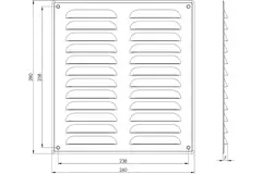 Metal ventilation grille rectangular 260x280 mm aluminium - MR2628Al