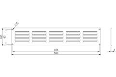 Metal ventilation grille rectangular 500x100 zinc - MR5010ZN