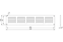 Metal ventilation grille rectangular 500x100 zinc - MR5010ZN