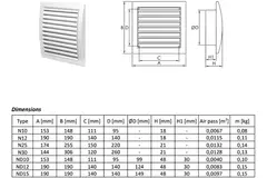 Wall grille 150x150 with diameter 100 white - ND10