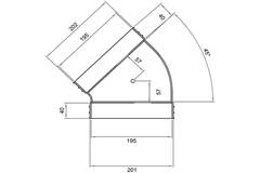 Wavin Ventiza Elbow 45 degrees PVC oval 195x80 mm horizontal M/M