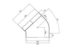 Wavin Ventiza Elbow 45 degrees PVC oval 235x80 mm horizontal M/S