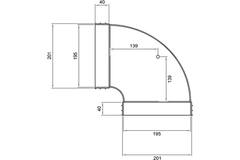 Wavin Ventiza Elbow 90 degrees PVC oval 195x80 mm horizontal M/M