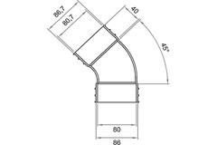Wavin Ventiza Elbow 45 degrees PVC oval 235x80 mm vertical M/M