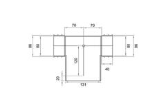 Wavin Ventiza PVC T-piece oval 195x80x100 mm - with diameter 125 mm M/M/M