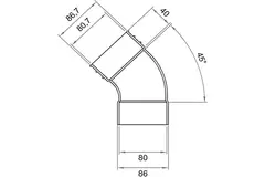 Wavin Ventiza Elbow 45 degrees PVC oval 195x80 mm vertical M/S