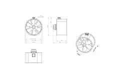 Axial 1120 mm duct fan flue F300- AL 1120 D6 F3 03 CFG