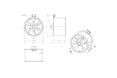 Axial 630 mm duct fan flue F400 - AL 630 D84U F4 01 CFG