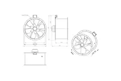Axial 710 mm duct fan flue F400 - AL 710 D84U F4 02 CFG