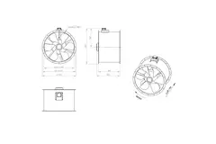 Axial 900 mm duct fan flue F400 - AL 900 D84U F4 01 CFG