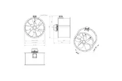 Axial 1000 mm duct fan flue F400 - AL 1000 D4 F4 04 CFG