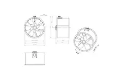 Axial 1000 mm duct fan flue F400 - AL 1000 D6 F4 02 CFG