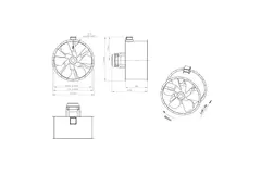 Axial 1250 mm duct fan flue F300- AL 1250 D6 F3 05 CFG