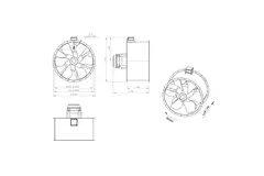 Axial 1250 mm duct fan flue F300- AL 1250 D6 F3 06 CFG