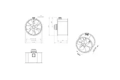 Axial 1120 mm duct fan flue F300- AL 1120 D6 F3 05 CFG
