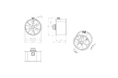 Axial 1120 mm duct fan flue F400 - AL 1120 D6 F4 05 CFG