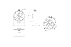 Axial 900 mm duct fan flue F400 - AL 900 D84U F4 02 CFG