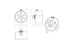 Axial 1000 mm duct fan flue F400 - AL 1000 D84U F4 03 CFG
