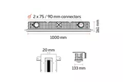 Ergovent plasterable frameless linear grille 1000 mm with 75 mm connection diameter - standard