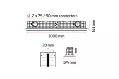 Ergovent plasterable frameless linear grille 1000 mm with 75 mm connection diameter – profile
