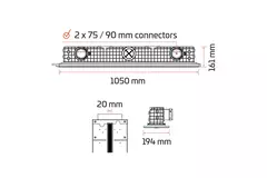 Ergovent plasterable frameless linear grille 1050 mm with 75 mm connection diameter - modular - 1 slot