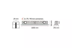Ergovent frameless frameless louvre 1000 mm with connection diameter 90 mm - profile