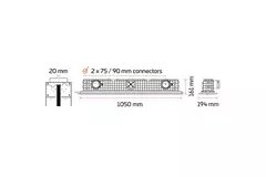Ergovent plasterable frameless linear grille 1050 mm with connection diameter 90 mm - modular - 1 slot