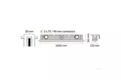Ergovent drop-in frameless louvre 1000 mm with connection diameter 90 mm - standard