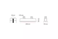 Ergovent drop-in frameless louvre 600 mm with connection diameter 75 mm - profile (vertical)