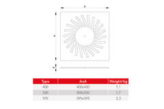 Swirl diffuser steel with adjustable deflectors - 400x400 mm - RAL 9016