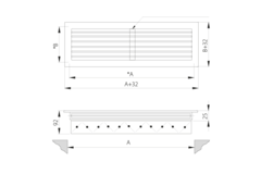 Wall grille aluminum single adjustable - with friction springs - 200x100 mm - RAL 9016