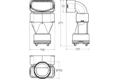 Ubbink Air Excellent 48C - 55SC bend 90° reducer - vertical