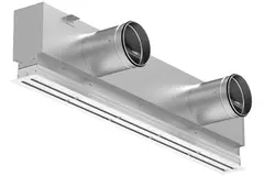 Aluminum line grille with 1 adjustable perforated panel – 1250 mm – RAL 9016 + insulated plenum with airflow control damper